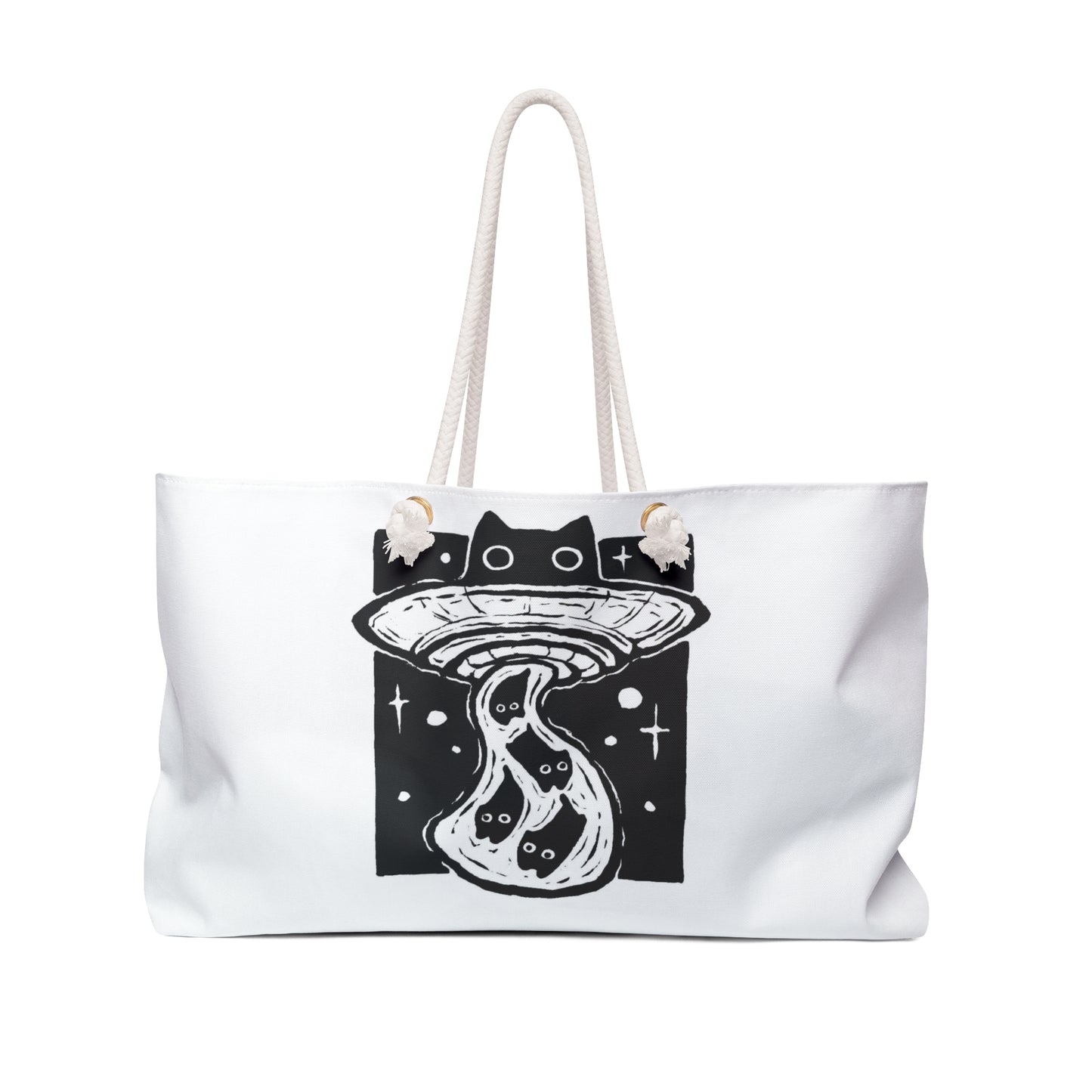Evil Cat UFO Tote Bag – Cute Kittens Abduction Anime Style