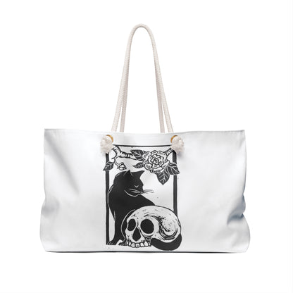 Occult Cat Skull Tote Bag – Memento Mori Gothic Aesthetic