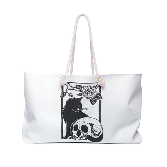 Occult Cat Skull Tote Bag – Memento Mori Gothic Aesthetic